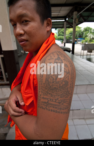 Thailand, Bangkok, Monk with Tiger Tattoo Stock Photo - Alamy