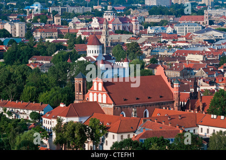 City view to Bernardine Church and Holy Mother of God Church Vilnius Lithuania Stock Photo
