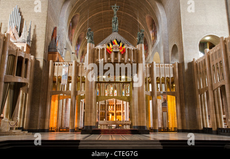 BRUSSELS - JUNE 22: Main nave from National Basilica of the Sacred Heart on June 22, 2012 in Brussels. Stock Photo