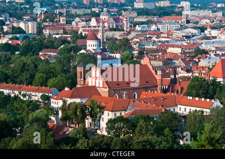 City view to Bernardine Church and Holy Mother of God Church Vilnius Lithuania Stock Photo
