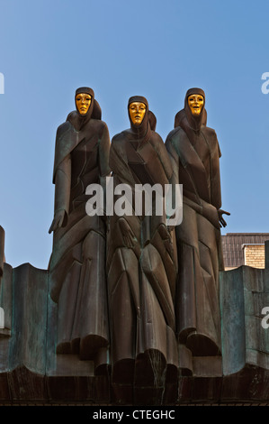The Three Muses statue National Drama Theatre Vilnius Lithuania Stock Photo