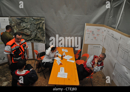 Israeli firefighter's command post during a fire drill in Haifa Stock ...