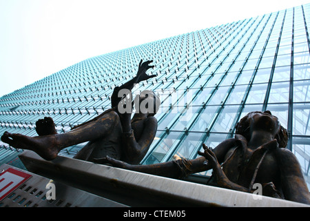 Statue  fronting the EU Charlemagne building in Brussels Stock Photo