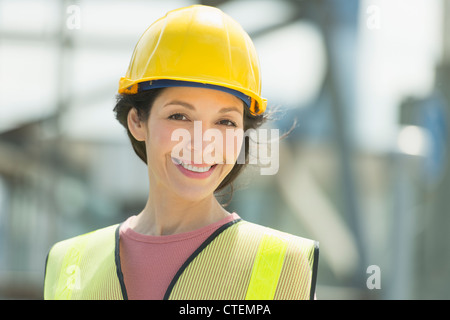USA, New Jersey, Jersey City, Portrait of female construction worker Stock Photo