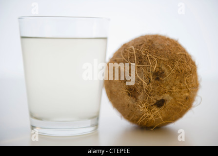 Coconut water in glass Stock Photo