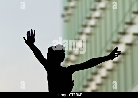 Statue  fronting the EU Charlemagne building in Brussels Stock Photo