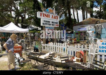 Fish Art Shop Tybee Island Georgia USA Stock Photo