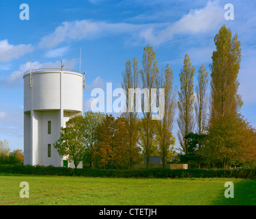 Water tower and aspen trees Cambridgshire England in autumn Stock Photo