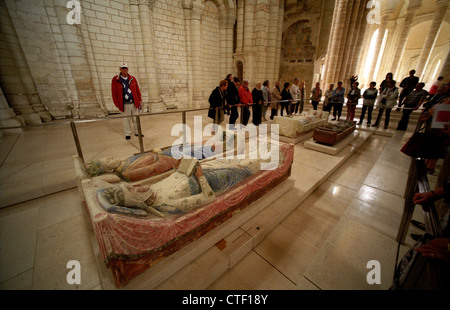 Fontevraud Abbey, Loire, France. July 201.Tombs of the Plantagenet family: Eleanor of Aquitaine and Henry II of England Stock Photo