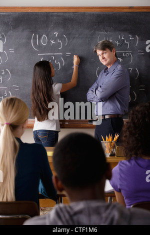 USA, California, Los Angeles, Teacher with teenage students (14-15,16-17) at school Stock Photo