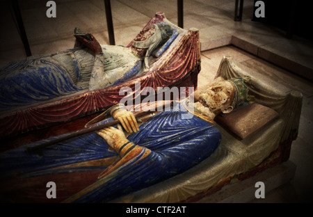 Fontevraud Abbey, Loire, France. July 201.Tombs of the Plantagenet family: Eleanor of Aquitaine and Henry II of England Stock Photo