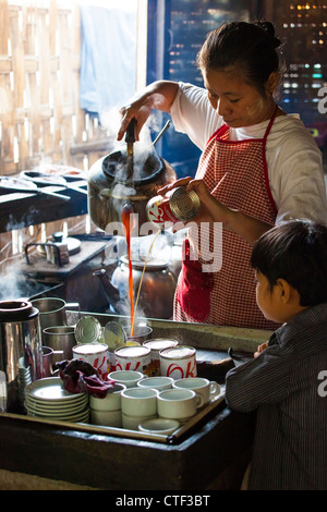 Tea shop in Mandalay, Myanmar Stock Photo