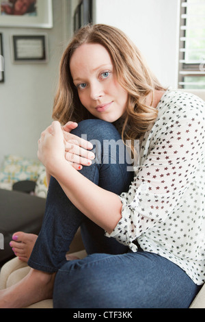 USA, Utah, Salt Lake City, Portrait of happy young woman Stock Photo