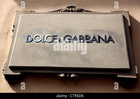 Sign on Dolce & Gabbana fashion store in Central Florence, Italy Stock Photo