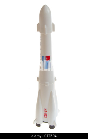 plastic space rocket, photo on the white background Stock Photo