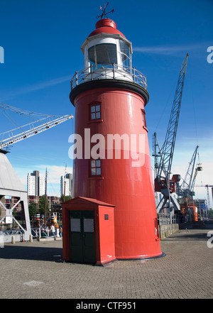 Red lighthouse Haven harbour maritime museum Rotterdam Netherlands Stock Photo