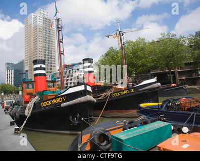 Historic boats and ships in the Haven museum, Leuvehaven, Rotterdam, Netherlands Stock Photo