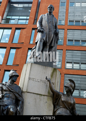 The duke of Wellington statue in piccadilly gardens Manchester UK Stock Photo
