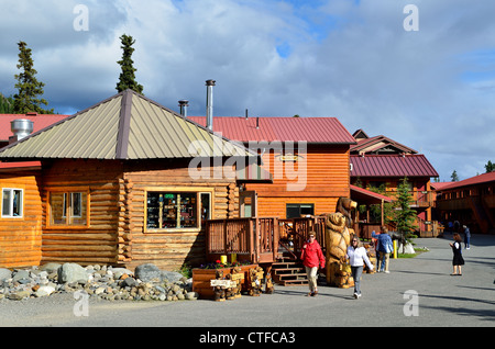 Shops and visitors at the Denali Princess Lodge. Alaska, USA. Stock Photo
