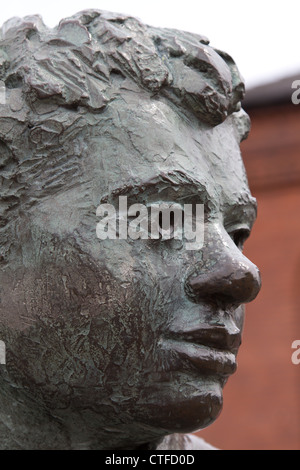 A close up of the Dylan Thomas statue in Dylan Thomas Square, Swansea ...