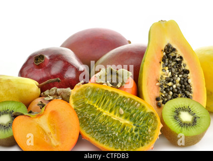 Tropical Fruits On White Background Stock Photo