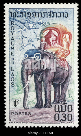 LAOS - CIRCA 1958: A stamp printed in Laos shows the elephant, circa 1958 Stock Photo