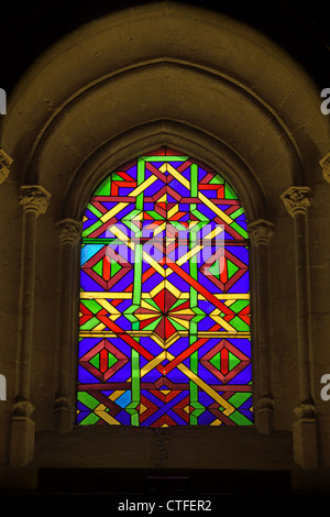 Stained glass window Islamic design in the Mezquita Cathedral (Great Mosque) in Cordoba, Spain, Andalusia region. Stock Photo