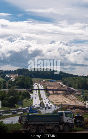 Construction site of the extension of A8 highway from currently 4 to 6 lanes at Zusmarshausen, Germany on July 15, 2012. Stock Photo