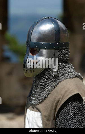 Bezdez castle, Czech republic, armored knights fighting on show Stock Photo