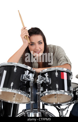 Female drummer Stock Photo
