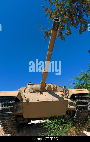 A solitary Israeli Merkava tank at the entrance to 'Yad La Shiryon' memorial and museum in Israel. Stock Photo