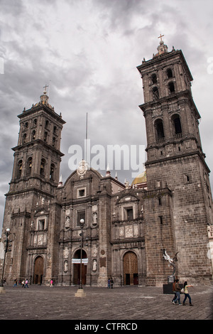 Catedral de Puebla, Puebla Cathedral, near the Zocalo, Puebla, Mexico Stock Photo