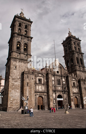 Catedral de Puebla, Puebla Cathedral, near the Zocalo, Puebla, Mexico Stock Photo