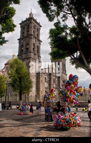 Catedral de Puebla, Puebla Cathedral, near the Zocalo, Puebla, Mexico Stock Photo