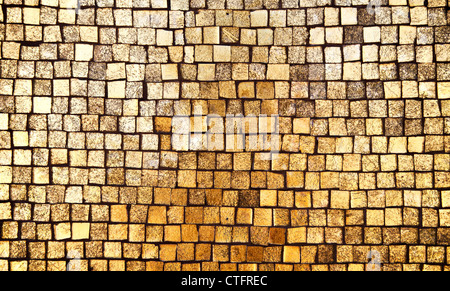 Golden mosaic wall background texture Stock Photo