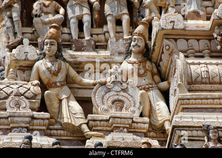 Figures on Sri Muthumariamman Thevasthanam Hindu temple, Matale, Sri Lanka Stock Photo
