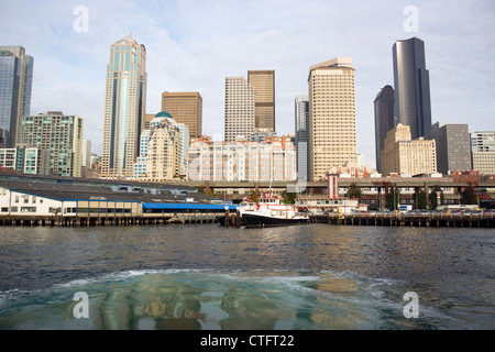 The Seattle Skyline from a ferry boat Stock Photo