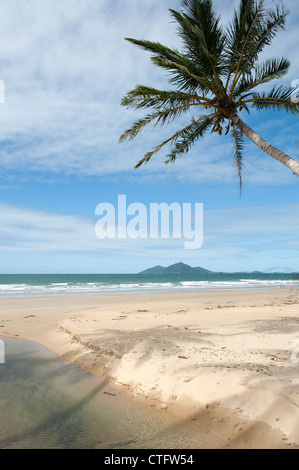 Looking from the sands of North Mission Beach across the Coral Sea to Dunk Island, Cassowary Coast, Queensland Stock Photo