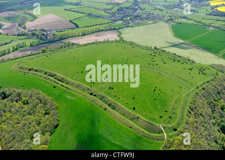 Aerial photograph of Hod Hill Neolithic Hill Fort Stock Photo