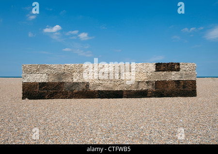 art installation, cley beach, north norfolk, england Stock Photo