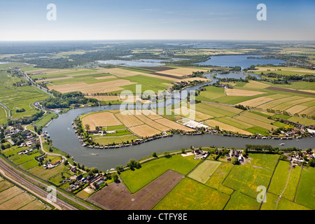 The Netherlands, Weesp, Aerial, Fort Uitermeer at river Vecht. Defence Line of Amsterdam. Hollandse Waterlinies. Dutch Water Defence Lines. Aerial. Stock Photo