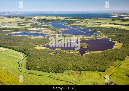 The Netherlands, Naarden, Lake called Naardermeer. Aerial. Stock Photo