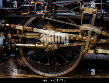 Close up old steam train wheel. Stock Photo