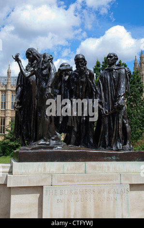 Rodin's Burghers of Calais in Victoria Tower Gardens - London UK Stock Photo