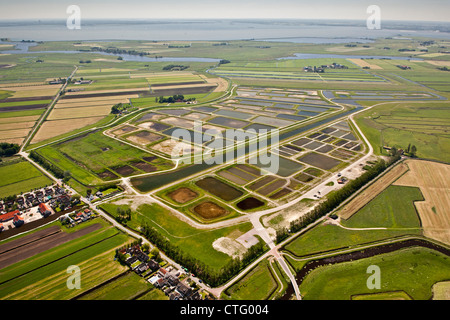 The Netherlands, Broek in Waterland. Polder called Volgermeerpolder. Nature reserve. Former garbage dump. Aerial. Stock Photo