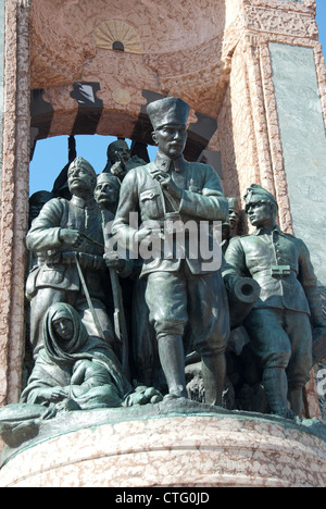 ISTANBUL, TURKEY. A statue of Ataturk as a soldier, part of the Ataturk monument on Taksim Square. 2012. Stock Photo