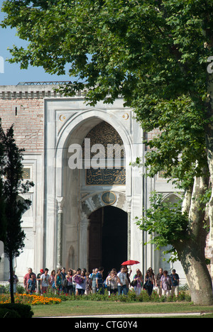 ISTANBUL, TURKEY. Mehmet the Conqueror's Bab-i Humayun (Imperial Gateway) in the first court at Topkapi Palace. 2012. Stock Photo