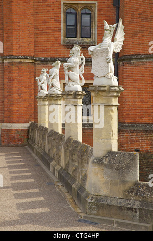 Heraldic Statues at the main entrance of Hampton Court Palace, London, Surrey, England, UK, United Kingdom, GB, Great Britain Stock Photo