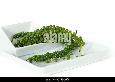 Fresh green pepper on white background Stock Photo