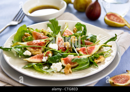 Fig,Goat cheese and rocket salad Stock Photo